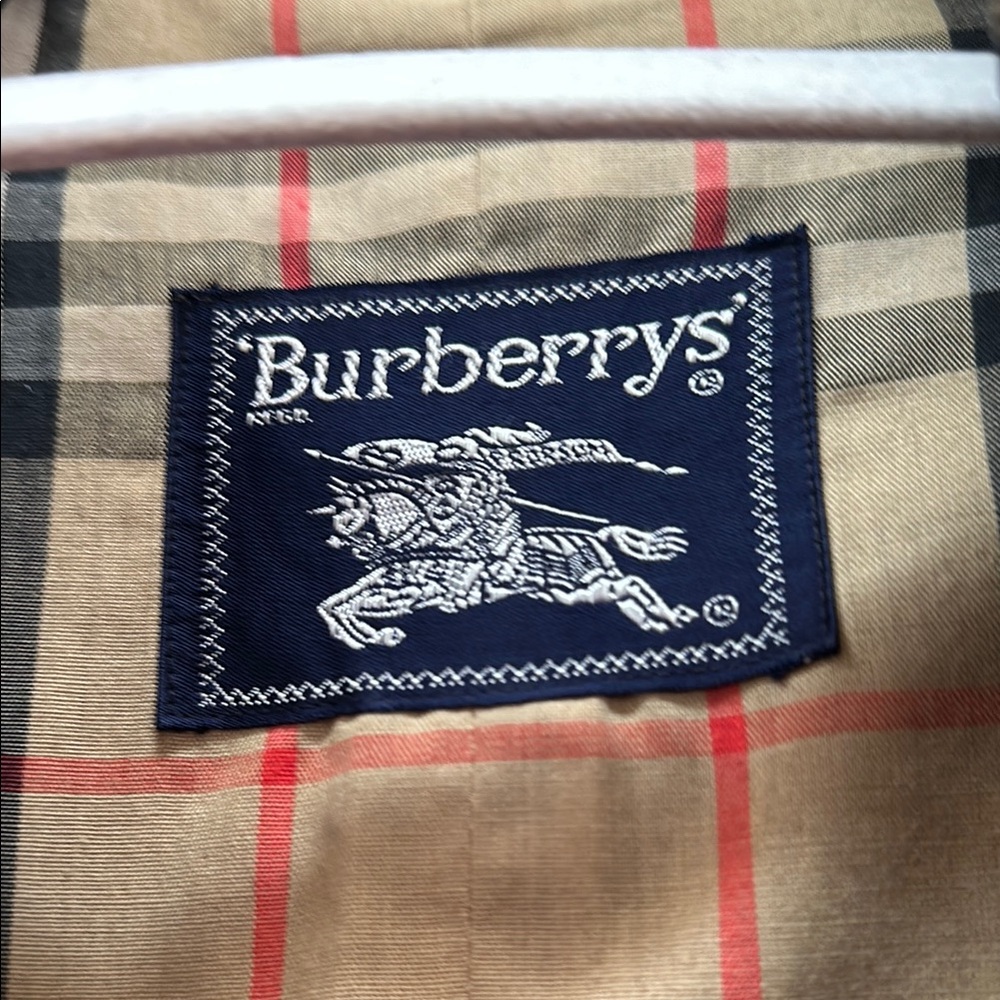 Burberrys Long Vintage Trench Coat Jacket Plaid Lining Black Size 10 X-Long - Picture 3 of 14